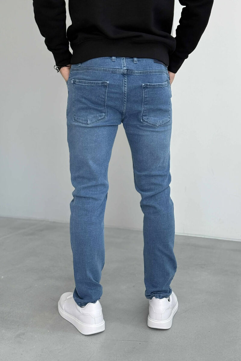 STRETCHY HIDDEN BUTTON FLY MEN JEANS BLUE/BLU - 3