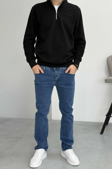 XHINSE NJË NGJYRËSHE ELASTIKE ME BUTON TË FSHEHUR PËR MESHKUJ NË NGJYRË BLU - KLAUDIO FASHION