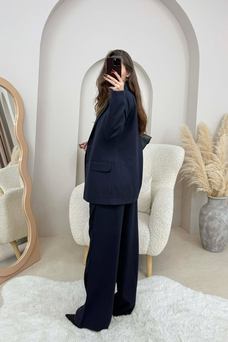 STRIPED JACKET+TROUSERS SIMPLE WOMEN SET DARK BLUE/BEE - 2