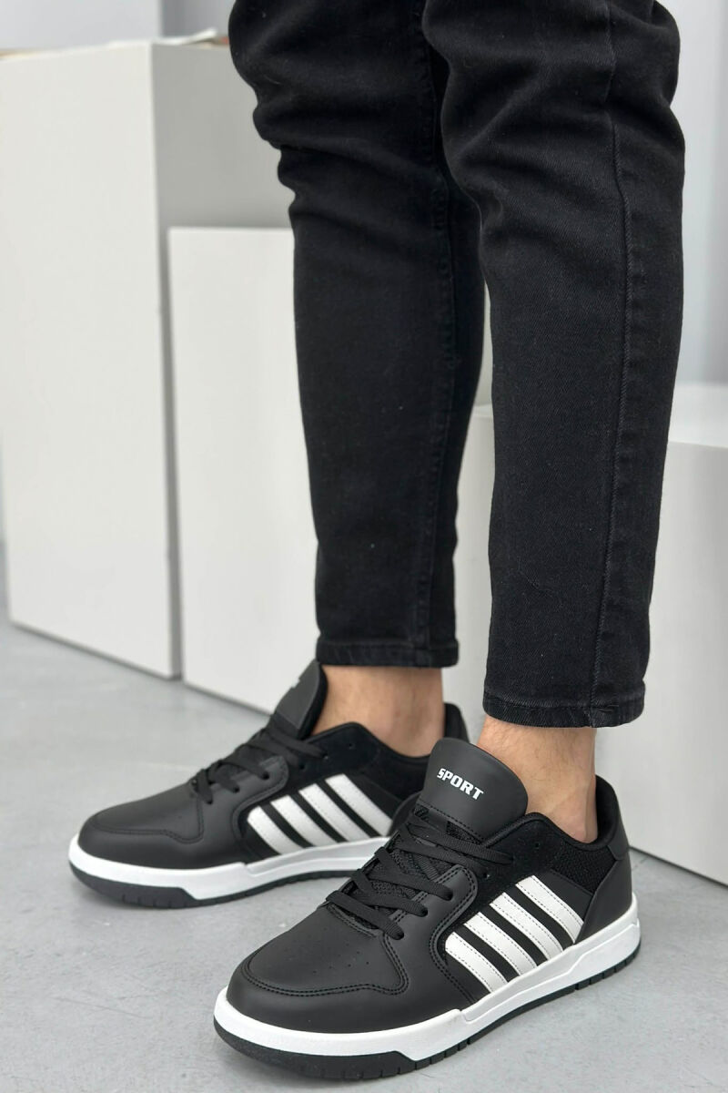 STRIPES SIMPLE MEN SNEAKERS BLACK-WHITE/ZEBA - 4