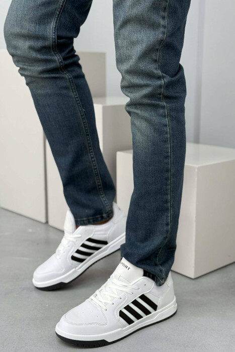 STRIPES SIMPLE MEN SNEAKERS WHITE-BLACK/BAZE 