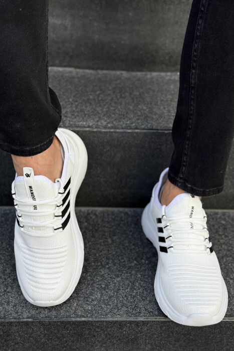 STRIPES SIMPLE MEN SNEAKERS WHITE-BLACK/BAZE - 3