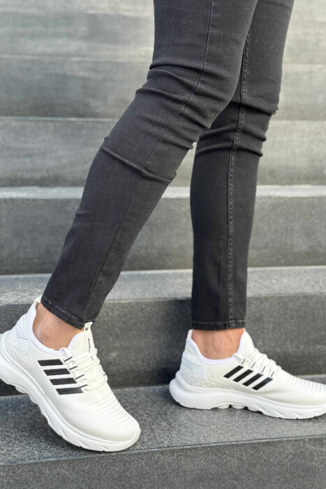 STRIPES SIMPLE MEN SNEAKERS WHITE-BLACK/BAZE - 4