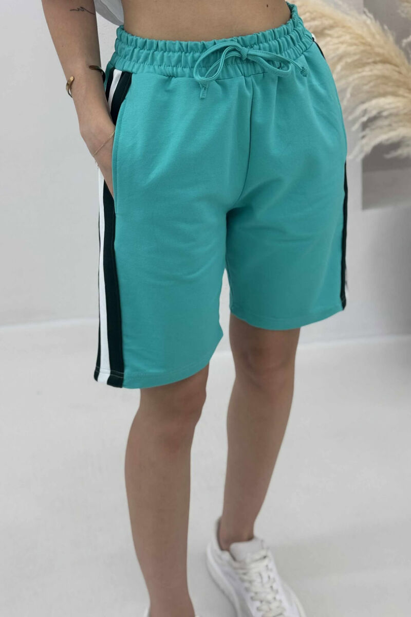 STRIPES SIMPLE WOMEN SHORT SWEATPANTS MINT/MENTE - 3