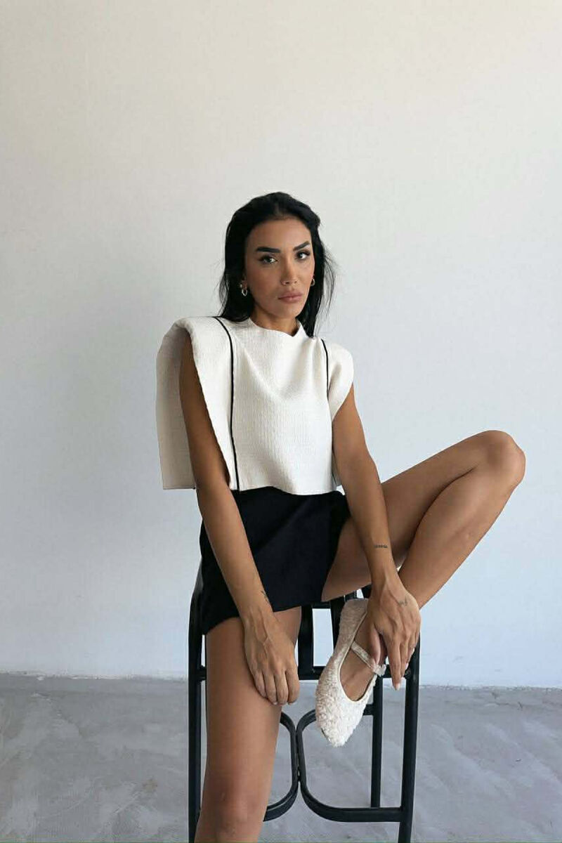 STRIPES SIMPLE WOMEN TANK TOP CREAM/KREM - 3