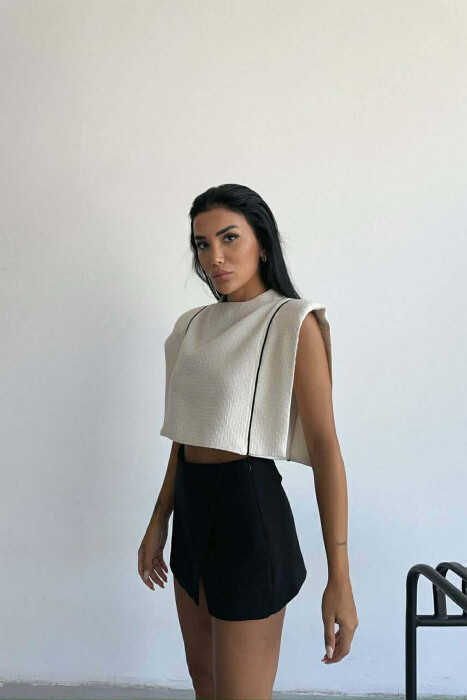 STRIPES SIMPLE WOMEN TANK TOP CREAM/KREM - 4