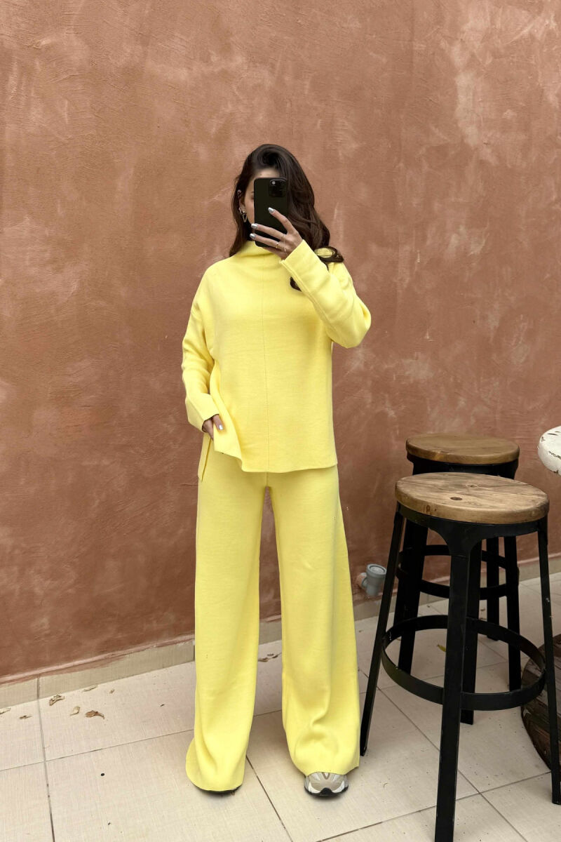 SWEATER+TROUSERS ONE COLOR KNIT WOMEN SET YELLOW/E VERDHE - 1