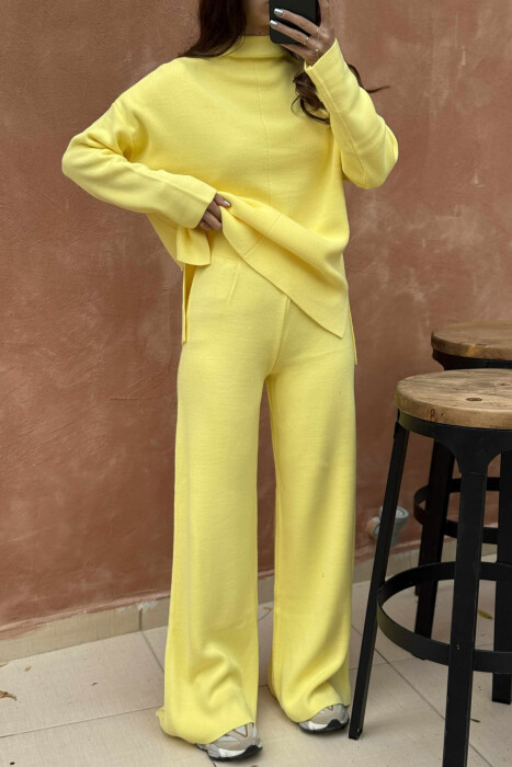 SWEATER+TROUSERS ONE COLOR KNIT WOMEN SET YELLOW/E VERDHE - 3