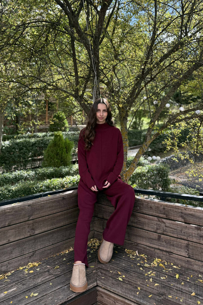 SWEATER+TROUSERS ONE COLOR WOMAN SET BURGUNDY/VISHNJE - 1