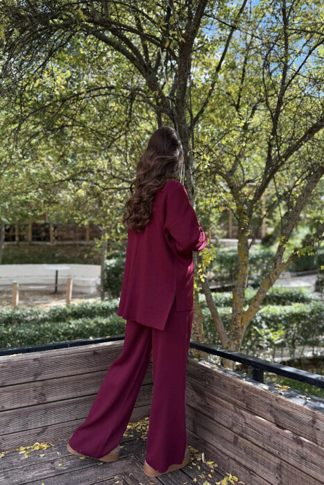 SWEATER+TROUSERS ONE COLOR WOMAN SET BURGUNDY/VISHNJE - 4