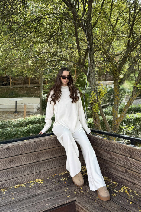 SWEATER+TROUSERS ONE COLOR WOMAN SET CREAM/KREM - 1