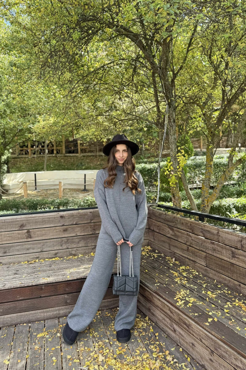 SWEATER+TROUSERS ONE COLOR WOMAN SET DARK GREY/GEE - 1