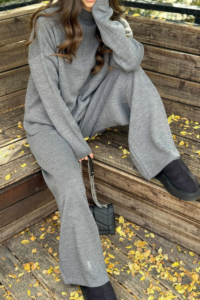 SWEATER+TROUSERS ONE COLOR WOMAN SET DARK GREY/GEE - 2
