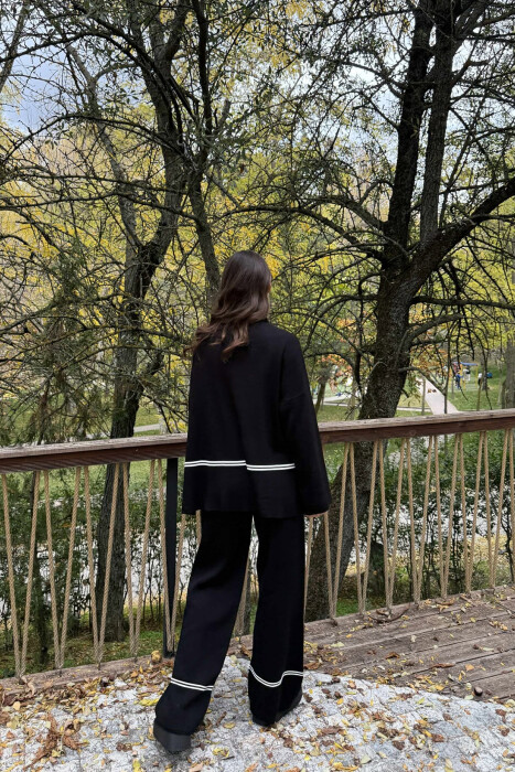 SWEATER+TROUSERS STRIPED WOMEN KNIT SET BLACK/ E ZEZE - 4