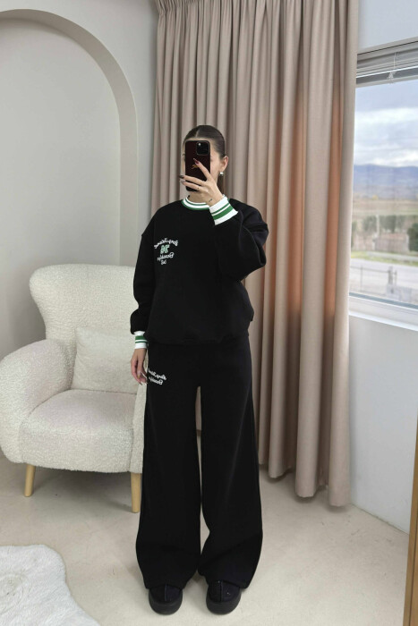 SWEATSHIRT+SWEATPANTS FLUFFY WOMEN SET BLACK/ E ZEZE - 1