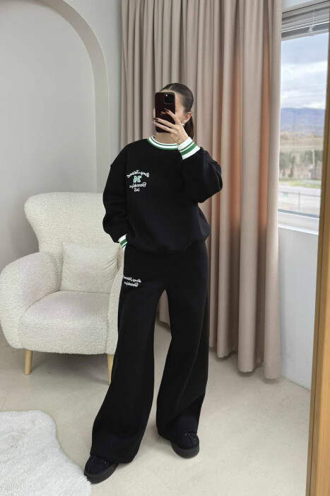 SWEATSHIRT+SWEATPANTS FLUFFY WOMEN SET BLACK/ E ZEZE - 5
