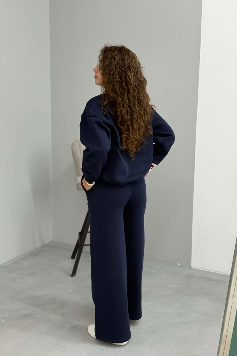 SWEATSHIRT+SWEATPANTS FLUFFY WOMEN SET DARK BLUE/BEE - 5