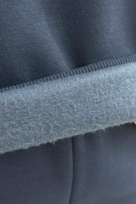 SWEATSHIRT+SWEATPANTS FLUFFY WOMEN SET DARK BLUE/BEE - 7