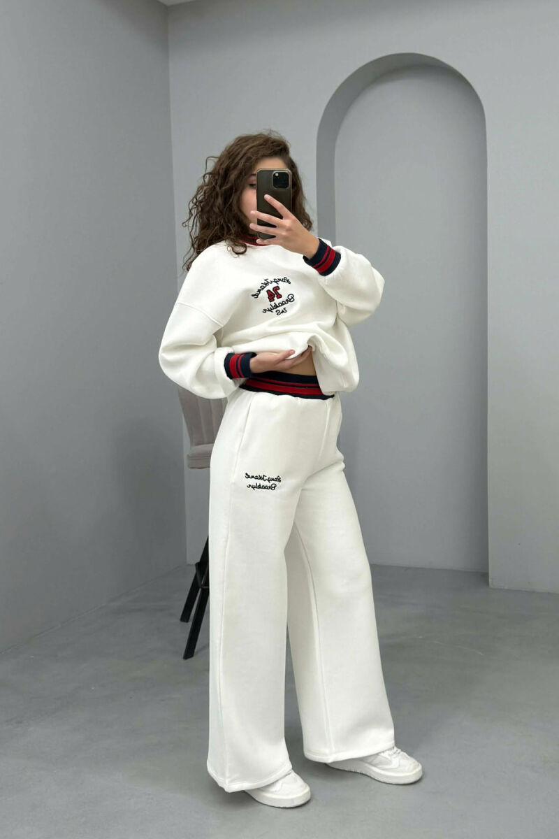 SWEATSHIRT+SWEATPANTS FLUFFY WOMEN SET WHITE-E BARDHE - 3