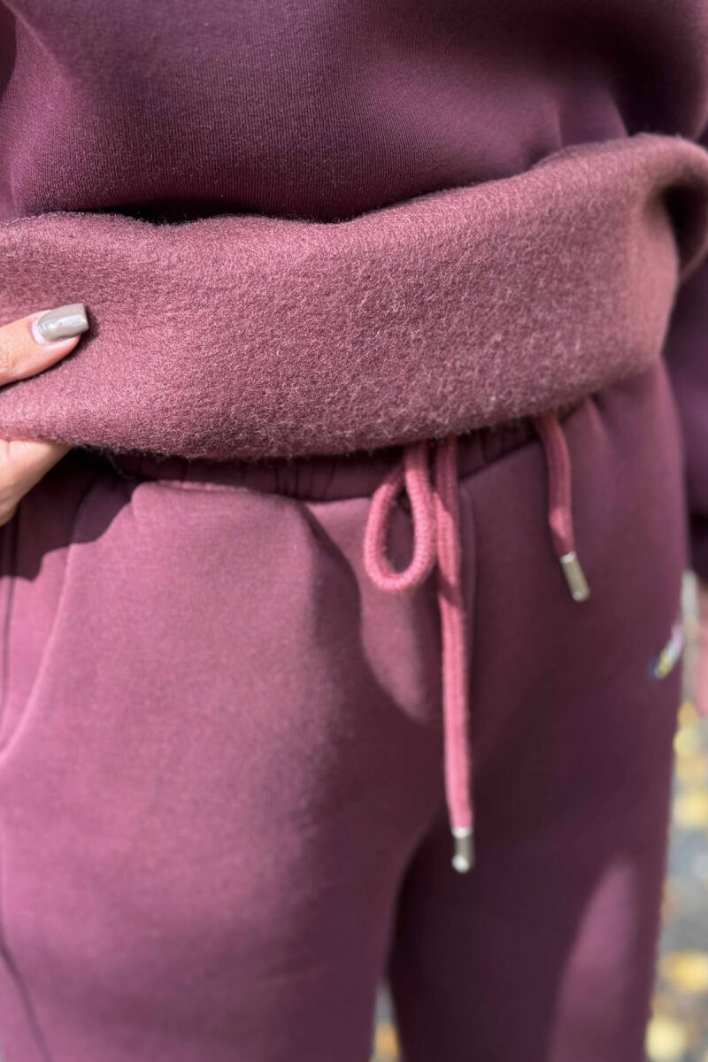 SWEATSHIRT+SWEATPANTS WRITTINGS FLUFFY WOMEN SET BURGUNDY/VISHNJE - 2