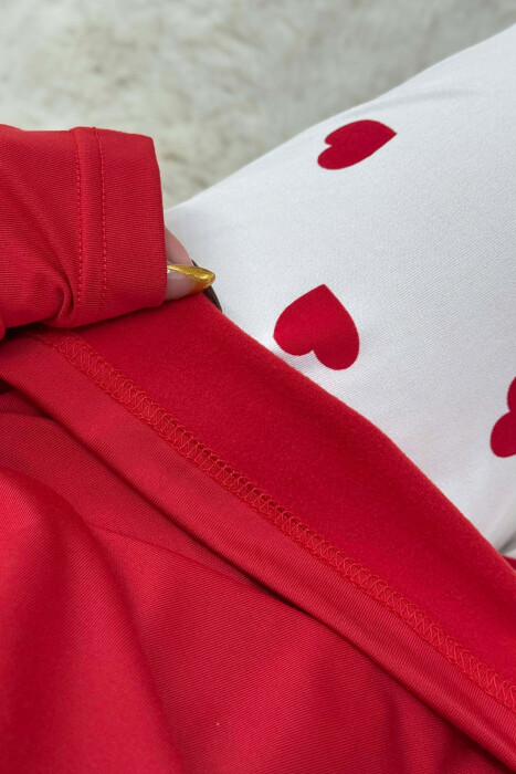 SWEATSHIRT+TROUSERS HEARTS DESIGNED WOMEN PYJAMAS RED/E KUQE - 4
