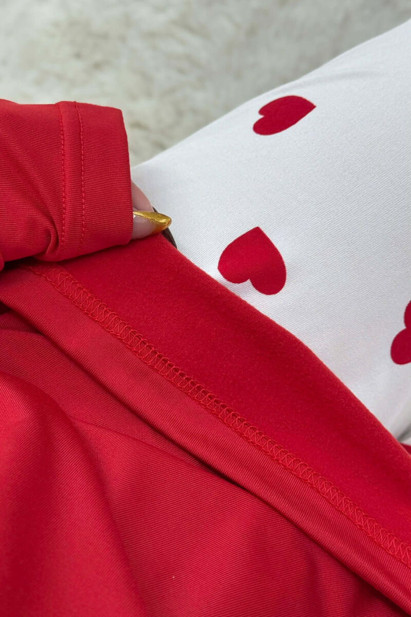 SWEATSHIRT+TROUSERS HEARTS DESIGNED WOMEN PYJAMAS RED/E KUQE - 4
