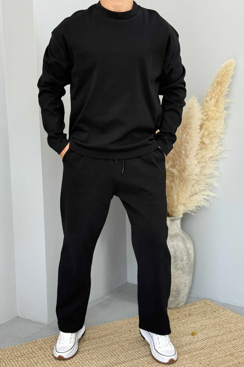 SWEATSHIRT+SWEATPANTS ONE COLOR MEN SET BLACK/ E ZEZE - 1