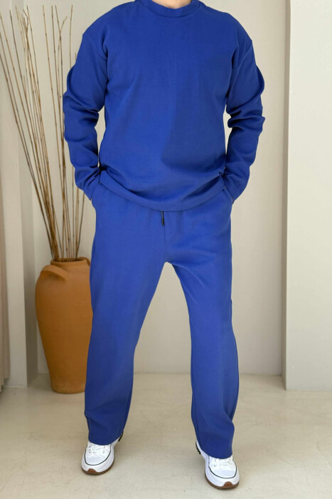 SWEATSHIRT+SWEATPANTS ONE COLOR MEN SET BLUE/BLU 