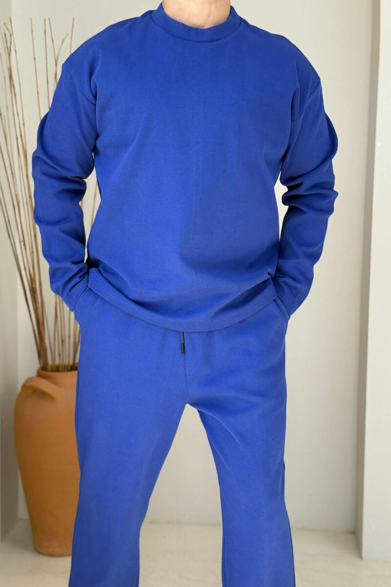 SWEATSHIRT+SWEATPANTS ONE COLOR MEN SET BLUE/BLU - 3