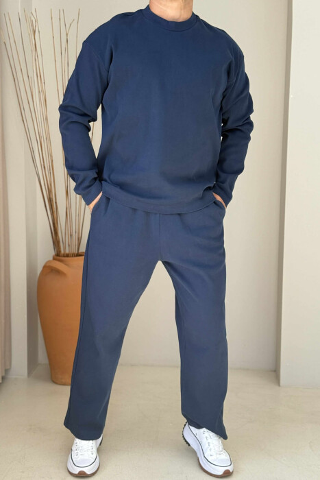 SWEATSHIRT+SWEATPANTS ONE COLOR MEN SET DARK BLUE/BEE 
