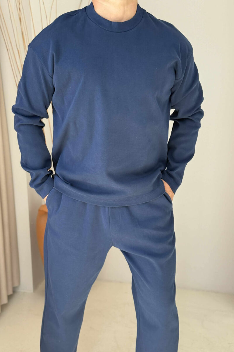 SWEATSHIRT+SWEATPANTS ONE COLOR MEN SET DARK BLUE/BEE - 3