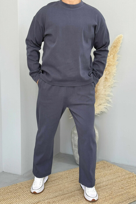 SWEATSHIRT+SWEATPANTS ONE COLOR MEN SET DARK GREY/GEE 