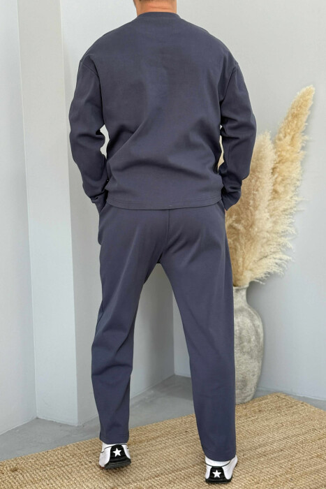 SWEATSHIRT+SWEATPANTS ONE COLOR MEN SET DARK GREY/GEE - 2