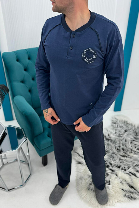 SWEATSHIRT+TROUSERS SMALL LOGO MEN PYJAMAS BLUE/BLU - 2