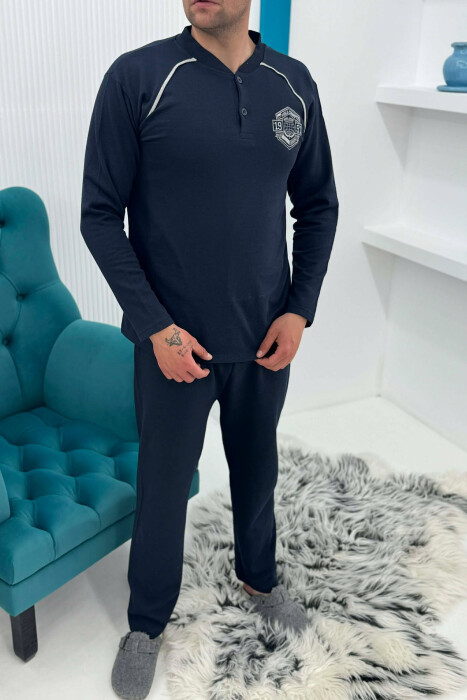 SWEATSHIRT+TROUSERS SMALL LOGO MEN PYJAMAS DARK BLUE/BEE 
