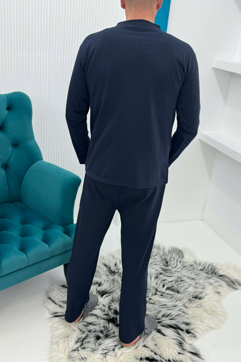 SWEATSHIRT+TROUSERS SMALL LOGO MEN PYJAMAS DARK BLUE/BEE - 7