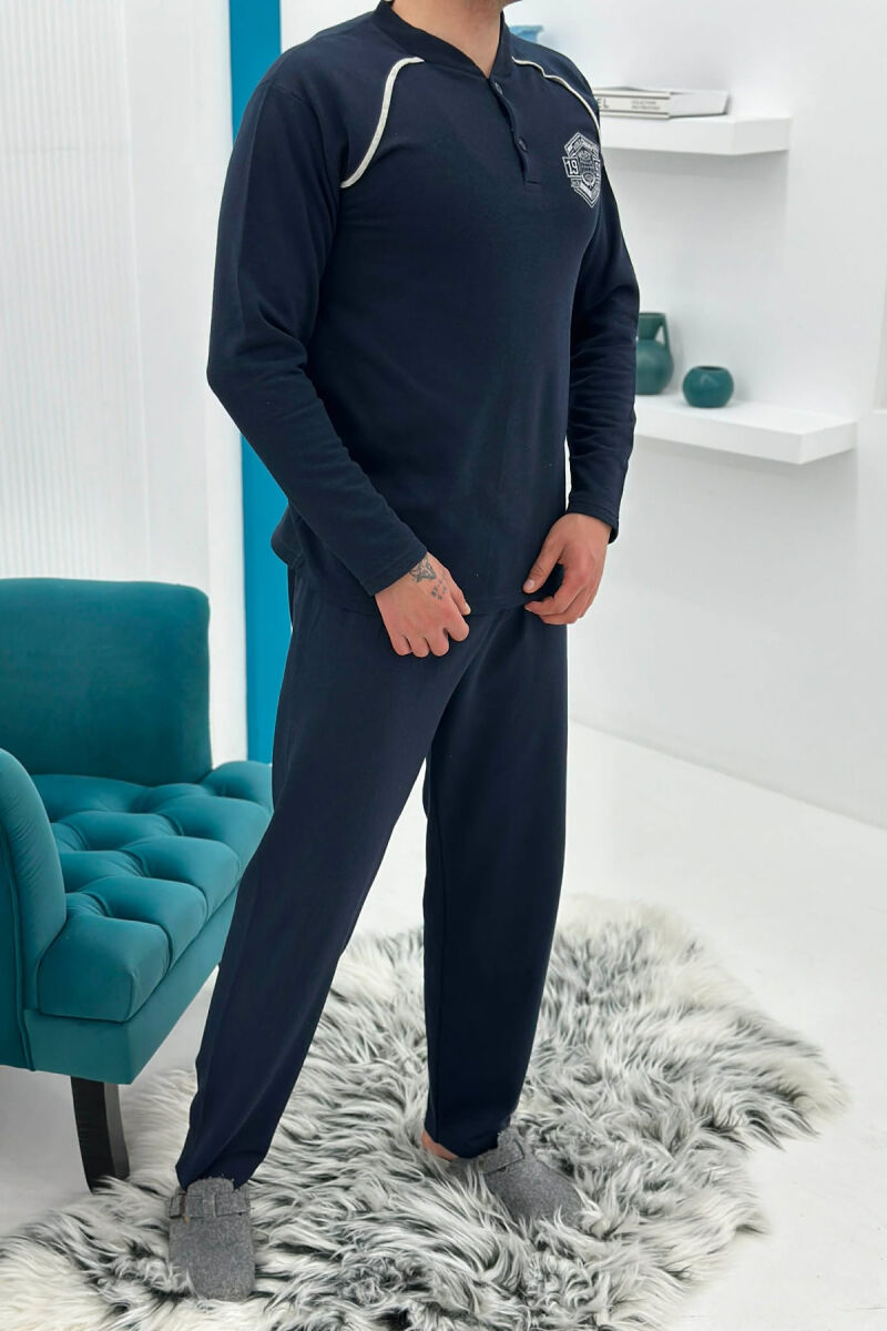 SWEATSHIRT+TROUSERS SMALL LOGO MEN PYJAMAS DARK BLUE/BEE - 4