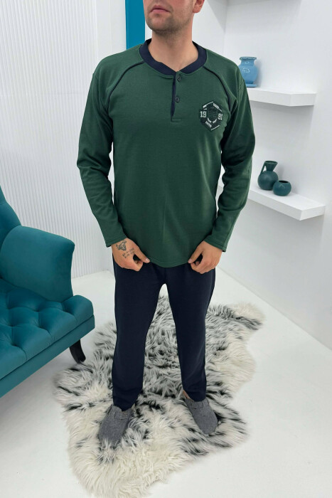 SWEATSHIRT+TROUSERS SMALL LOGO MEN PYJAMAS GREEN/JESHILE 