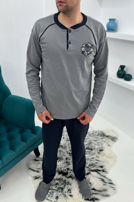 SWEATSHIRT+TROUSERS SMALL LOGO MEN PYJAMAS GREY/GRI - 1