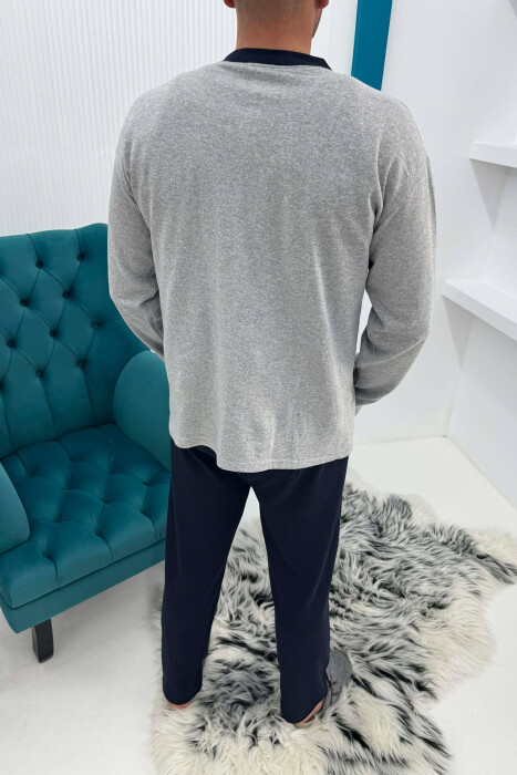 SWEATSHIRT+TROUSERS SMALL LOGO MEN PYJAMAS LIGHT GREY/GZ - 4