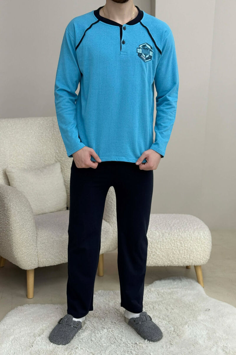 SWEATSHIRT+TROUSERS SMALL LOGO MEN PYJAMAS LIGHTBLUE/BZ - 3