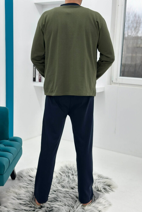 SWEATSHIRT+TROUSERS SMALL LOGO MEN PYJAMAS OLIVE/ULLI - 5