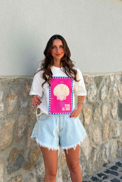 T-SHIRT I THJESHTE ME IMAZH PARA PER FEMRA NE NGJYRE TE BARDHE - 3