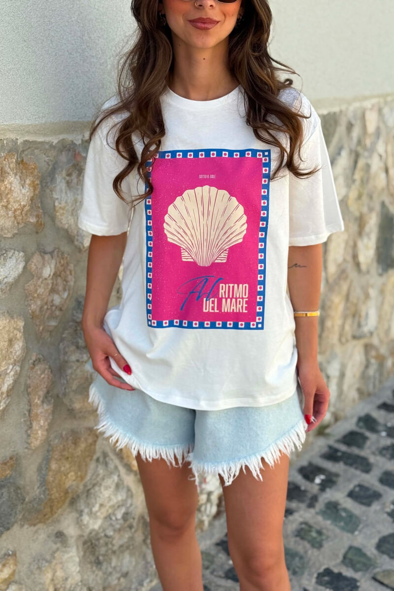 T-SHIRT I THJESHTE ME IMAZH PARA PER FEMRA NE NGJYRE TE BARDHE - 4