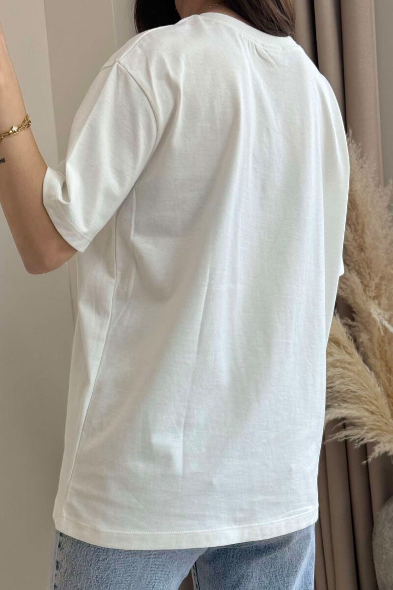 T-SHIRT I THJESHTË ME SHKRIM BARBIE PËR FEMRA NË NGJYRËN E BARDHË - 3