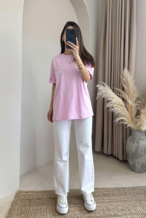 T-SHIRT I THJESHTË ME SHKRIM BARBIE PËR FEMRA NË NGJYRËN ROZË - 1