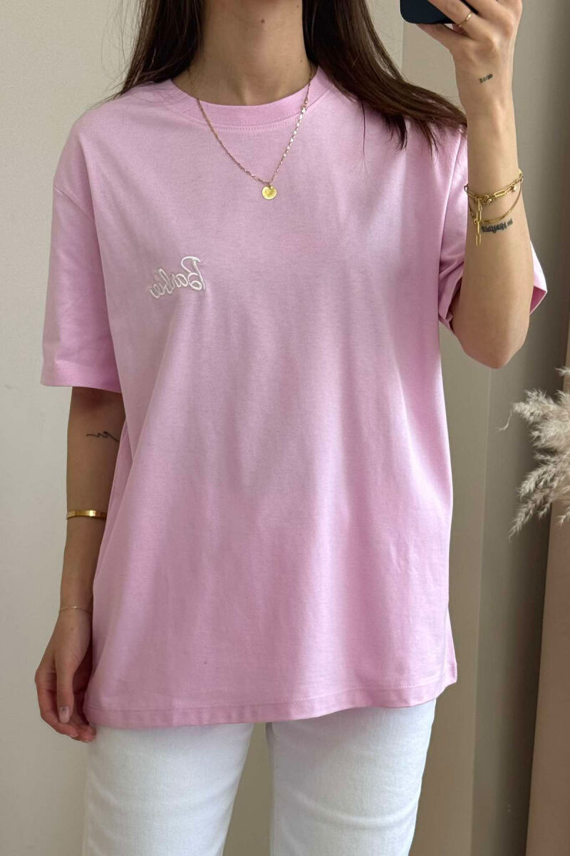 T-SHIRT I THJESHTË ME SHKRIM BARBIE PËR FEMRA NË NGJYRËN ROZË - 3