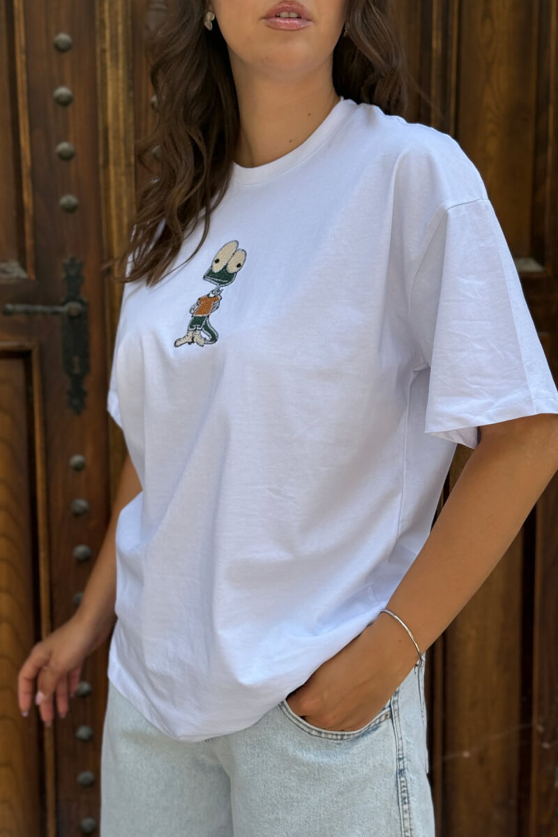 T-SHIRT I THJESHTË ME IMAZH PËR FEMRA NË NGJYRËN E BARDHË - 3