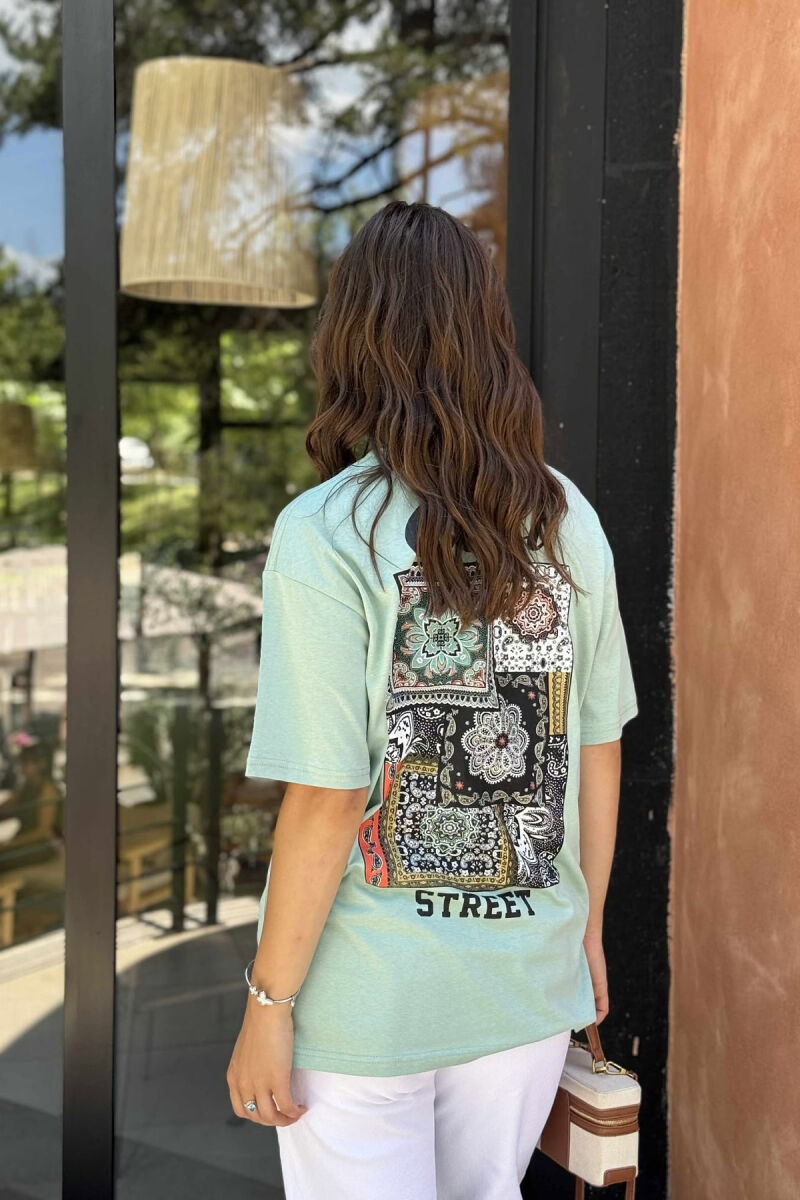 T-SHIRT I THJESHTË ME SHKRIME PËR FEMRA NË NGJYRËN MENTE - 4