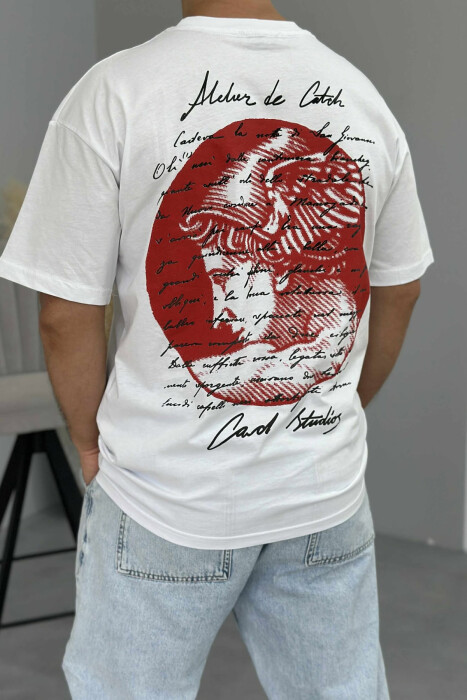 T-SHIRT I THJESHTË ME SHKRIME PËR MESHKUJ NË NGJYRËN E BARDHË - 4